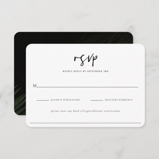 Moody Tropics Wedding RSVP Card (Vorne/Hinten)