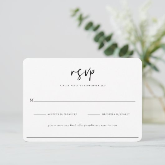 Moody Tropics Wedding RSVP Card (Stehend Vorderseite)