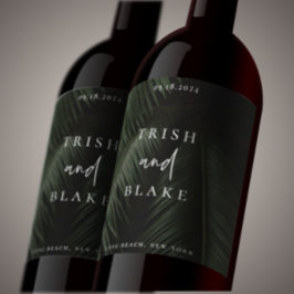 Moody Tropics Wedding Weinetikett