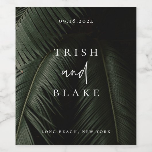 Moody Tropics Wedding Weinetikett (Einzelnes Label)