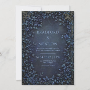 Moody Twilight Berry Antik-Bronze-Rahmen Hochzeit Einladung