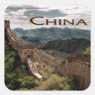 Moody View of The Great Wall of China Quadratischer Aufkleber