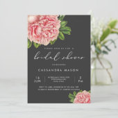 Moody Vintag Pink Peony Brautparty Einladung (Stehend Vorderseite)