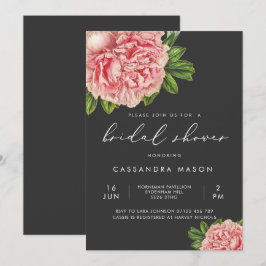 Moody Vintag Pink Peony Brautparty Einladung