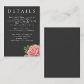 Moody Vintag Pink Peony Wedding Details Begleitkarte (Vorne/Hinten)