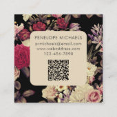 Moody Vintage Floral Pattern Black Quadratische Visitenkarte (Rückseite)