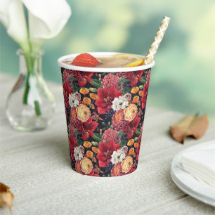 Moody Watercolor Amaryllis und Blume im Herbst Pappbecher