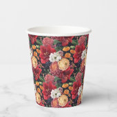 Moody Watercolor Amaryllis und Blume im Herbst Pappbecher (Rückseite)