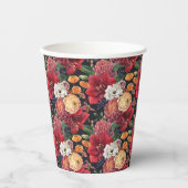 Moody Watercolor Amaryllis und Blume im Herbst Pappbecher (Vorderseite)