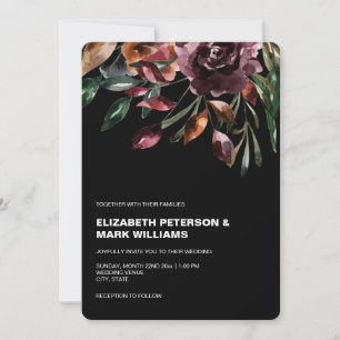 Moody Watercolor Florals Wedding Einladung