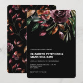 Moody Watercolor Florals Wedding Einladung (Vorne/Hinten)