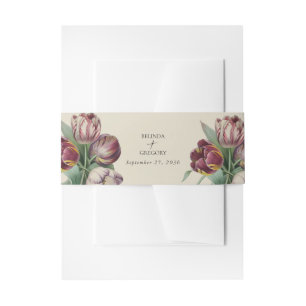 Moody Watercolor Lila Tulips Gastgeschenk Hochzeit Einladungsbanderole