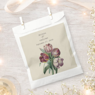 Moody Watercolor Lila Tulips Gastgeschenk Hochzeit Geschenktütchen