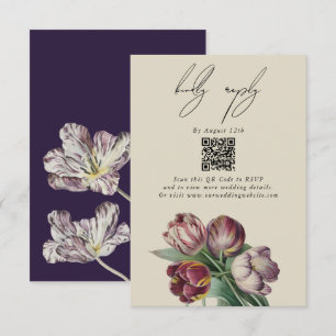Moody Watercolor Lila Tulips Hochzeit Begleitkarte