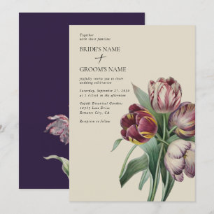 Moody Watercolor Lila Tulips Hochzeit Einladung