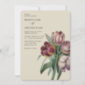 Moody Watercolor Lila Tulips Hochzeit Einladung (Vorderseite)