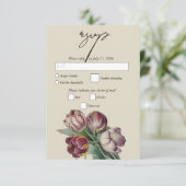 Moody Watercolor Lila Tulips Hochzeit RSVP Karte (Stehend Vorderseite)