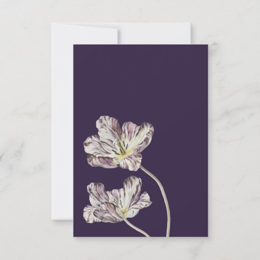 Moody Watercolor Lila Tulips Hochzeit RSVP Karte (Rückseite)