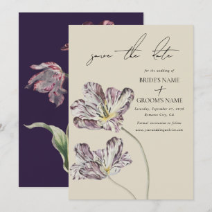 Moody Watercolor Lila Tulips Hochzeit Save The Date