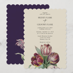 Moody Watercolor Lila Tulips Hochzeit Traditionell Einladung