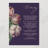 Moody Watercolor Lila Tulips Hochzeitreise Programm (Rückseite)