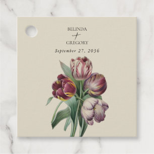 Moody Watercolor Lila Tulips Hochzeitsgeschenk Geschenkanhänger