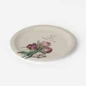 Moody Watercolor Lila Tulips Hochzeitsgeschenk Pappteller (Schrägansicht)