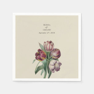 Moody Watercolor Lila Tulips Hochzeitsgeschenk Serviette