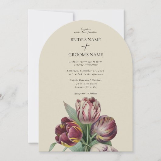 Moody Watercolor Lila Tulips Hochzeitsplatz Einladung (Vorderseite)