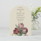 Moody Watercolor Lila Tulips Hochzeitsplatz Einladung (Stehend Vorderseite)