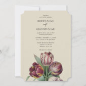 Moody Watercolor Lila Tulips Wedding Simple Einladung (Vorderseite)