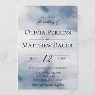Moody Watercolor Wash Wedding Einladung