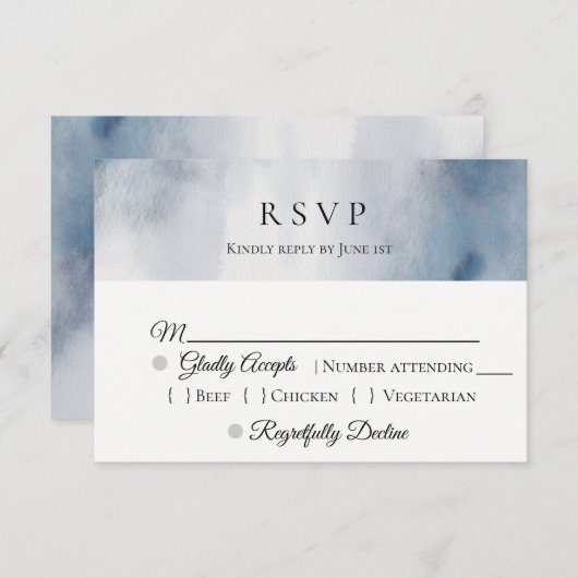 Moody Watercolor Wash Wedding RSVP (Vorne/Hinten)