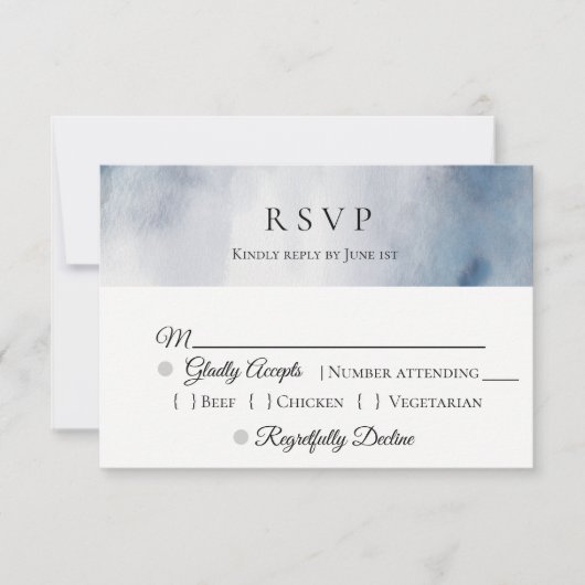 Moody Watercolor Wash Wedding RSVP Karte (Vorderseite)