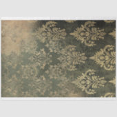 Moody Weathered Olive Forest Green Damask Muster Seidenpapier (Vorderseite)