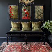 Moody Weathered Olive Forest Green Damask Muster Seidenpapier