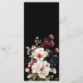 Moody Wedding Menu, Black Menu, Aquarell Floral Menükarte (Rückseite)