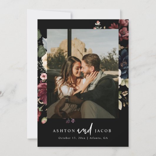 Moody Wedding speichert die Date Stationery Einladung (Rückseite)