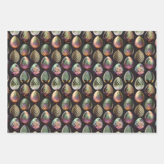 Moody & Whimsical Bright farbenfrohe Dracheneier Geschenkpapier Set (Vorderseite 3)