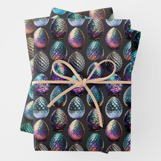 Moody & Whimsical Bright farbenfrohe Dracheneier Geschenkpapier Set (Beispiel)