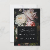 Moody White Peony Blush Rose Save The Date (Vorderseite)