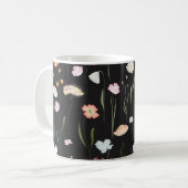 Moody Wildblumen Black Floral Pattern Kaffeetasse (Vorderseite Links)