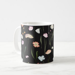 Moody Wildblumen Black Floral Pattern Kaffeetasse