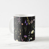 Moody Wildblumen Black Floral Pattern Kaffeetasse (Vorderseite Links)