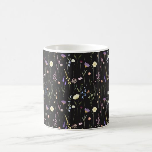 Moody Wildblumen Black Floral Pattern Kaffeetasse (Mittel)
