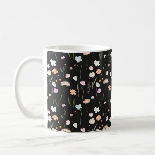 Moody Wildblumen Black Floral Pattern Kaffeetasse (Links)