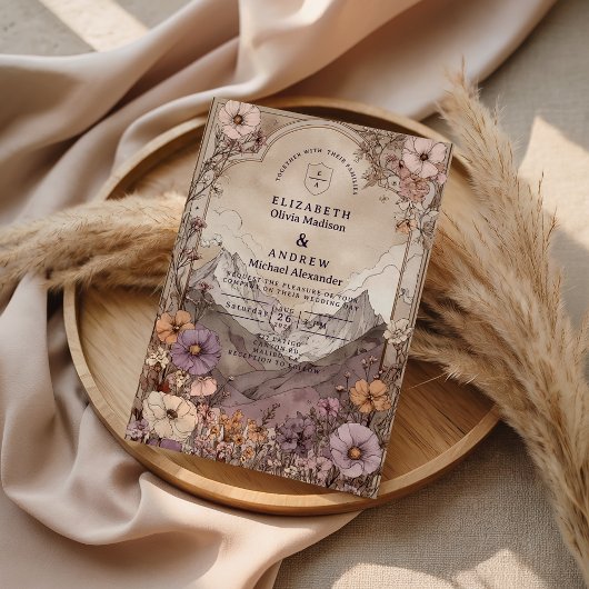 Moody Wildflower Mountain Wedding Einladung