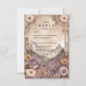 Moody Wildflower Mountain Wedding RSVP Karte (Vorderseite)