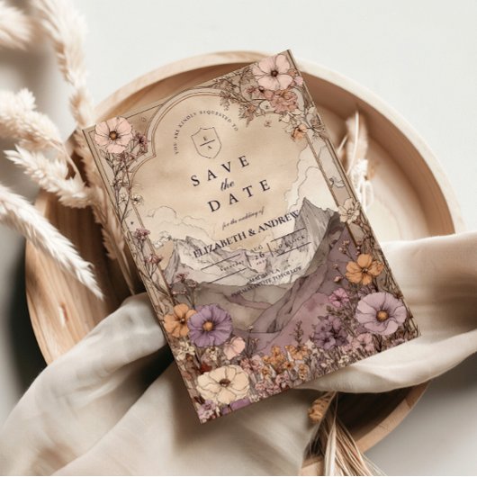 Moody Wildflower Mountain Wedding Save The Date