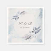 Moody Winter Blue Floral Wedding Paper Serviette (Vorderseite)
